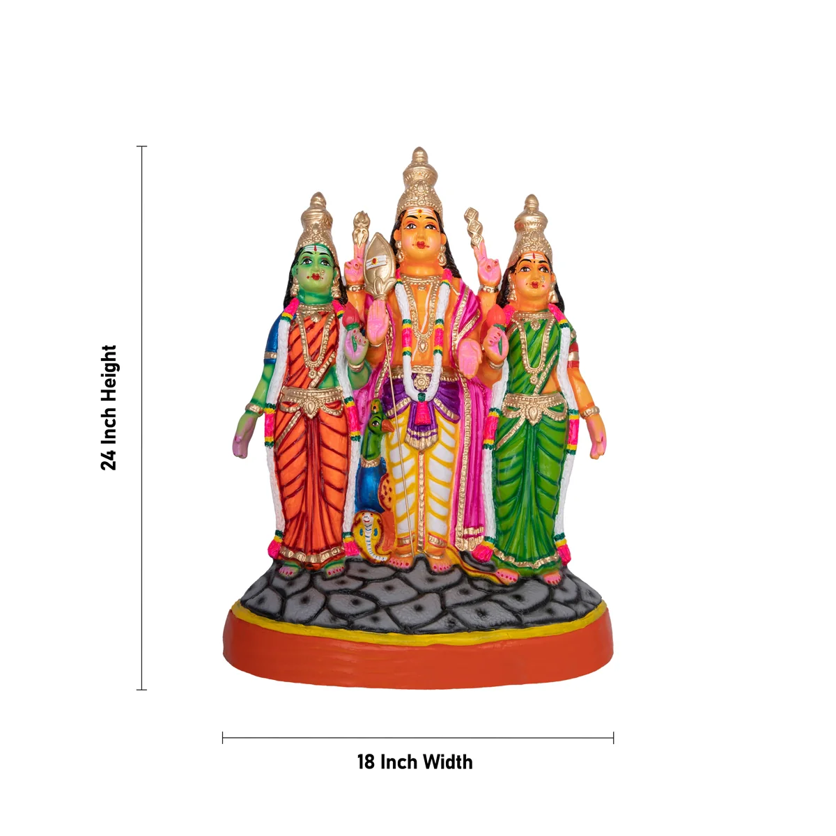Murugan Valli Deivanai Statue Paper Mache Golu Bommai - 21 X 18 Inches | Giri Golu Doll/ Navaratri Gombe - Image 3