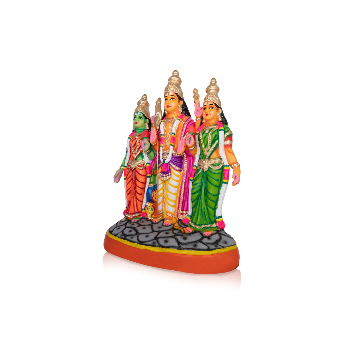 Murugan Valli Deivanai Statue Paper Mache Golu Bommai - 21 X 18 Inches | Giri Golu Doll/ Navaratri Gombe - Image 4
