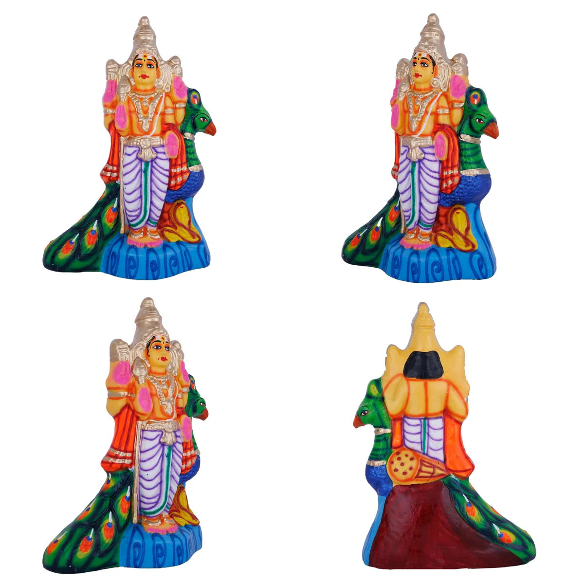 Murugan Valli Deivanai Statue Paper Mache Golu Bommai Set - 10 X 6.5 Inches | Navaratri Gombe/ Giri Golu Doll - Image 2