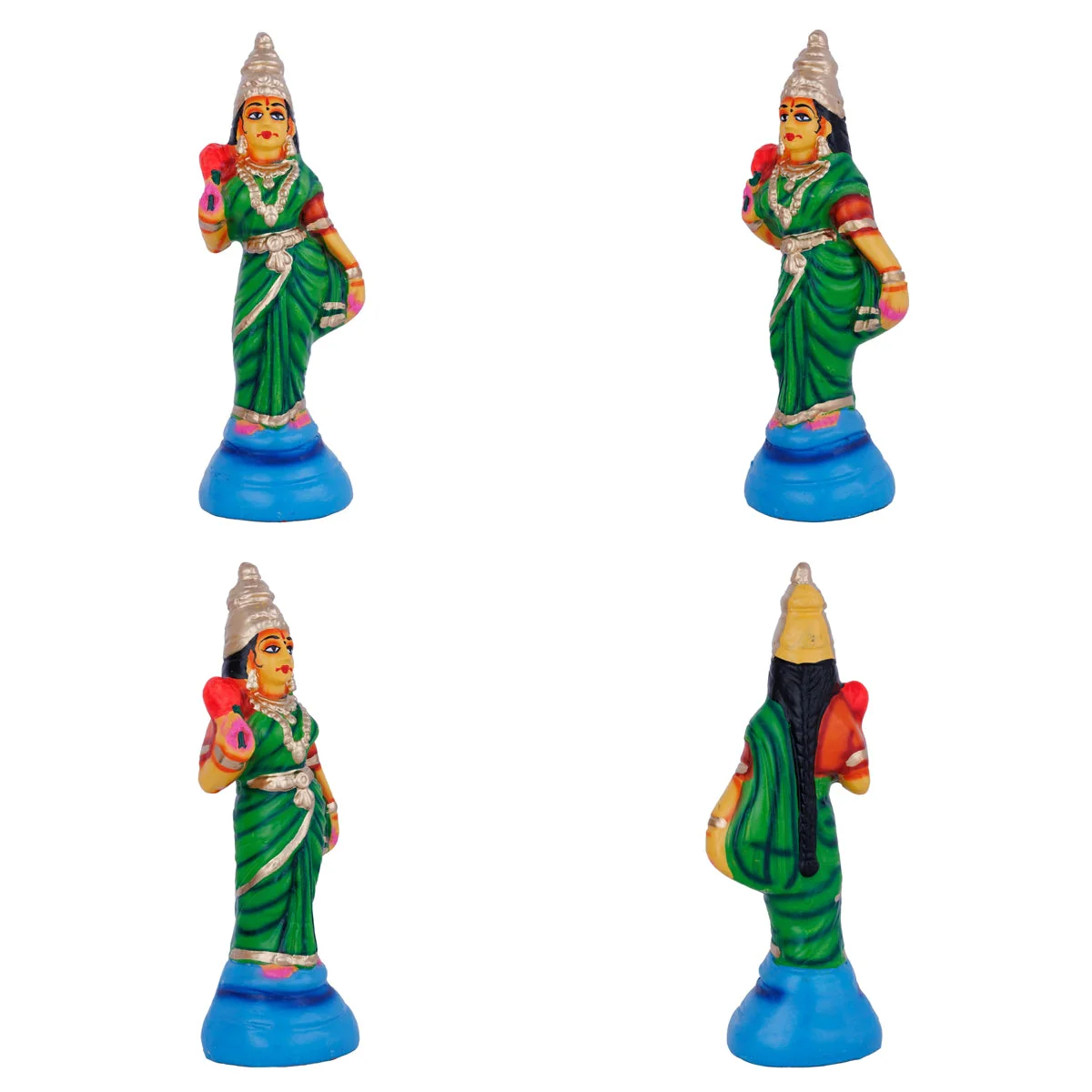 Murugan Valli Deivanai Statue Paper Mache Golu Bommai Set - 10 X 6.5 Inches | Navaratri Gombe/ Giri Golu Doll - Image 3
