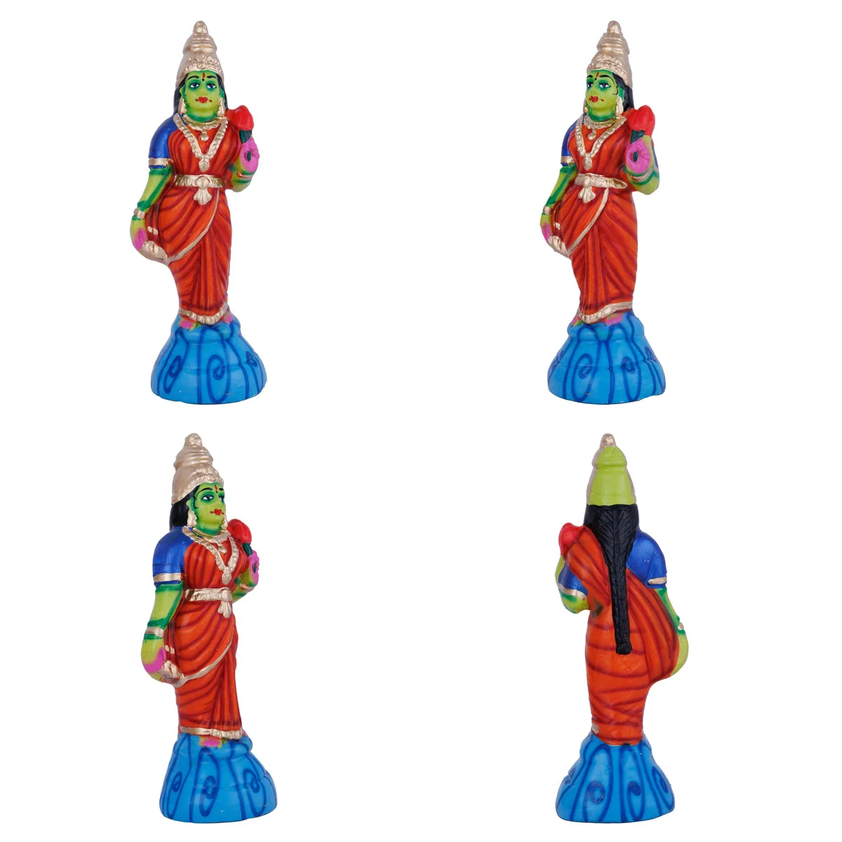 Murugan Valli Deivanai Statue Paper Mache Golu Bommai Set - 10 X 6.5 Inches | Navaratri Gombe/ Giri Golu Doll - Image 4