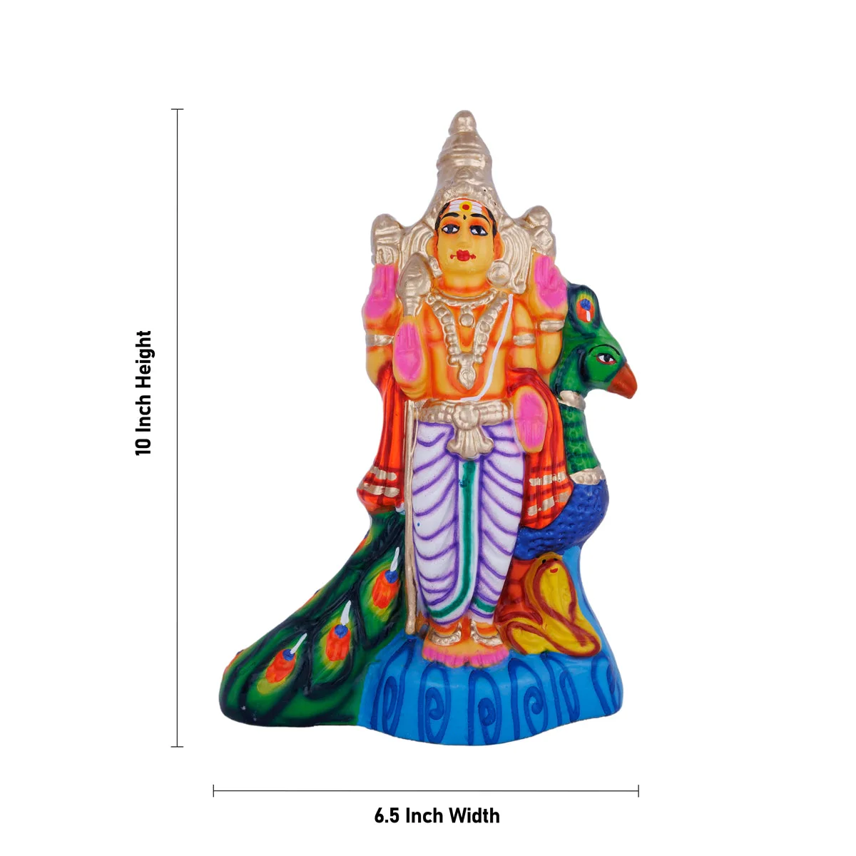 Murugan Valli Deivanai Statue Paper Mache Golu Bommai Set - 10 X 6.5 Inches | Navaratri Gombe/ Giri Golu Doll - Image 5