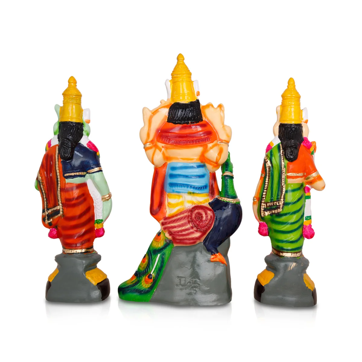 Murugan Valli Deivanai Statue Paper Mache Golu Bommai Set - 16 X 7 Inches | Giri Golu Doll/ Navaratri Gombe - Image 4