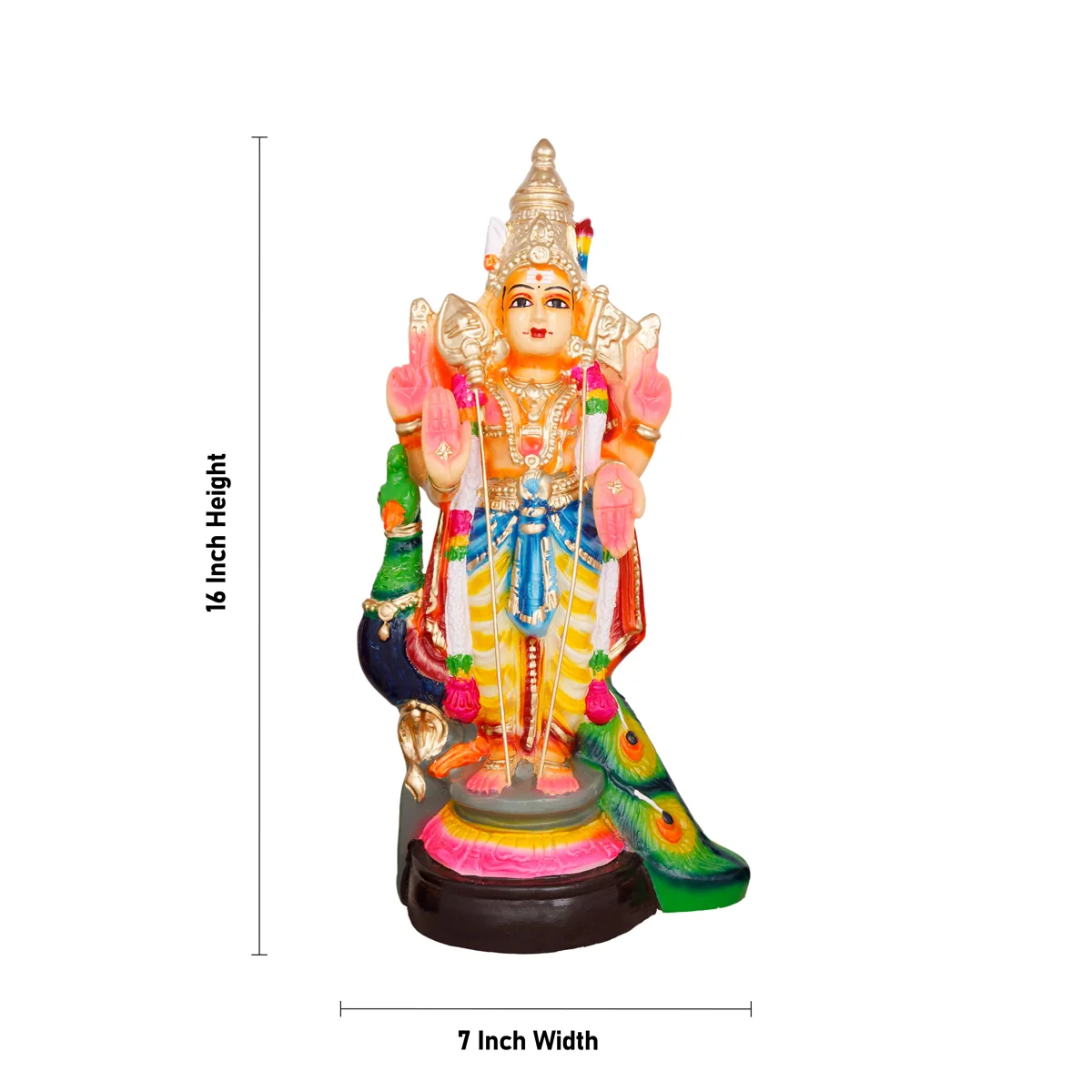 Murugan Valli Deivanai Statue Paper Mache Golu Bommai Set - 16 X 7 Inches | Giri Golu Doll/ Navaratri Gombe - Image 5