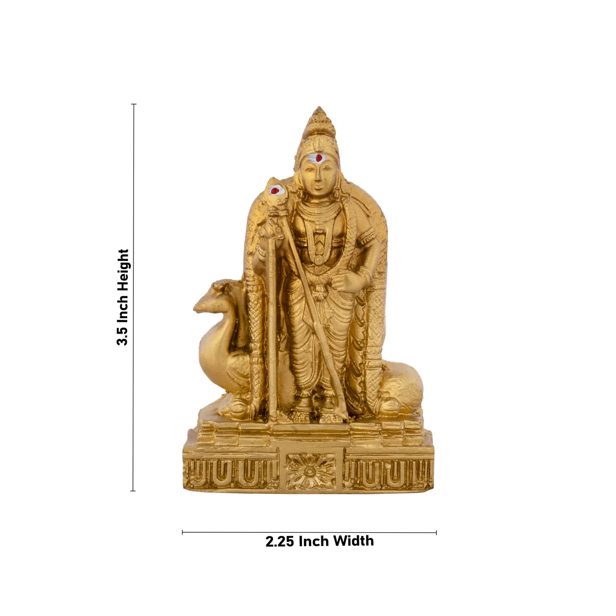 Murugan Statue - 3.5 x 2.25 Inches | Resin Statue/ Gold Polish Standing Murugan Idol for Pooja/ 102 Gms - Image 4