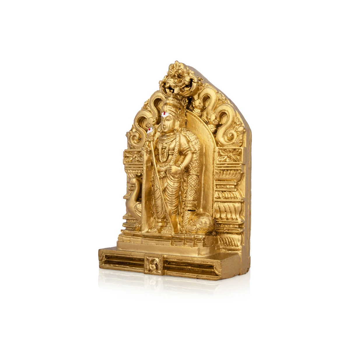 Murugan Statue With Arch - 4.5 x 3.25 Inches | Resin Statue/ Gold Polish Murugan Idol for Pooja/ 318 Gms Approx - Image 3