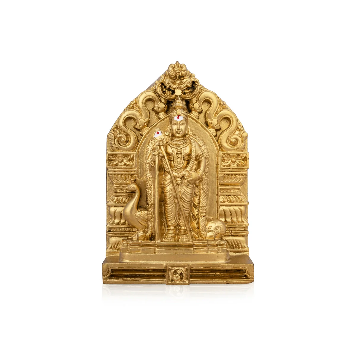 Murugan Statue With Arch - 4.5 x 3.25 Inches | Resin Statue/ Gold Polish Murugan Idol for Pooja/ 318 Gms Approx - Image 4
