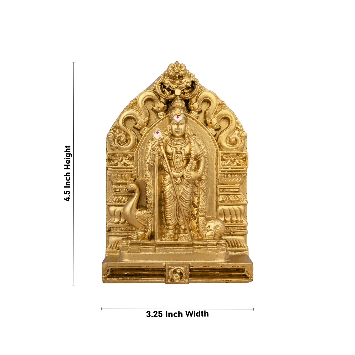 Murugan Statue With Arch - 4.5 x 3.25 Inches | Resin Statue/ Gold Polish Murugan Idol for Pooja/ 318 Gms Approx - Image 6