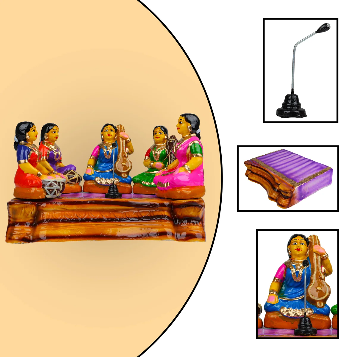 Music Concert Clay Golu Bommai Set - 5 X 10 Inches | Giri Golu Doll/ Navaratri Gombe/ Navratri Decor - Image 2