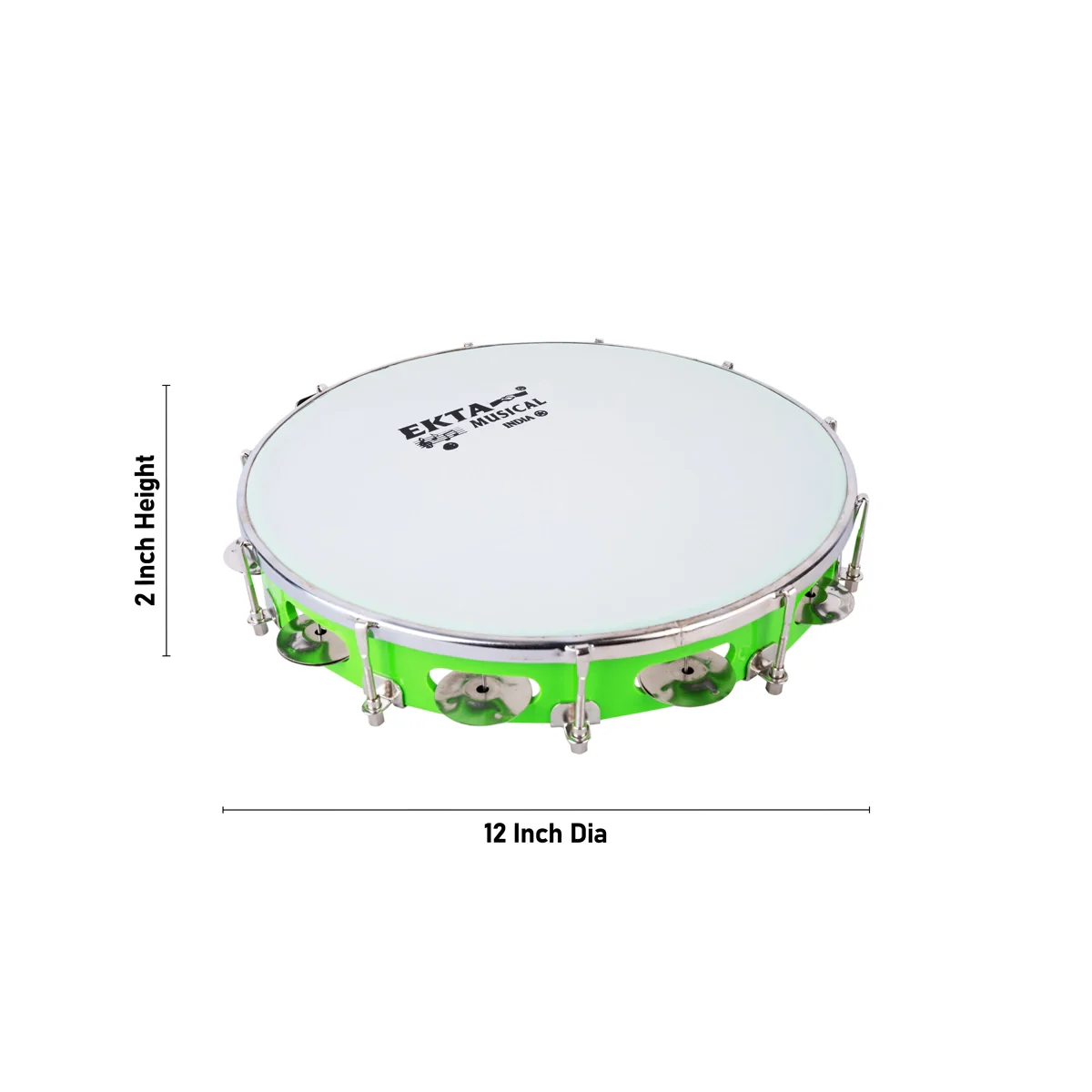 Musical Tambourine - 2 x 12 Inches | Hand Percussion Instrument/ Kanjira Instrument for Bhajan - Image 4