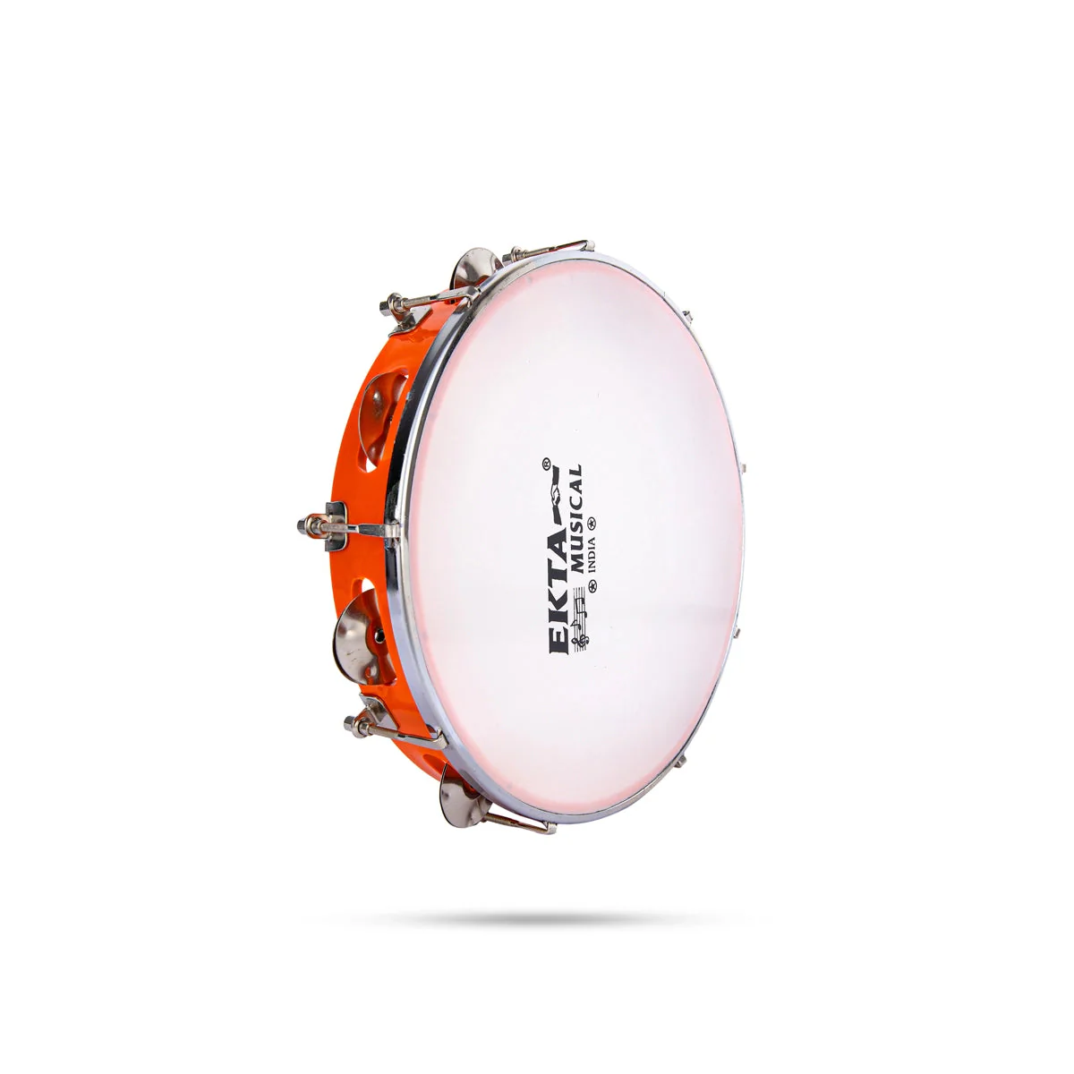 Musical Tambourine With Head - 2 x 10 Inches | Percussion Instrument/ Kanjira Instrument for Bhajan - Image 3