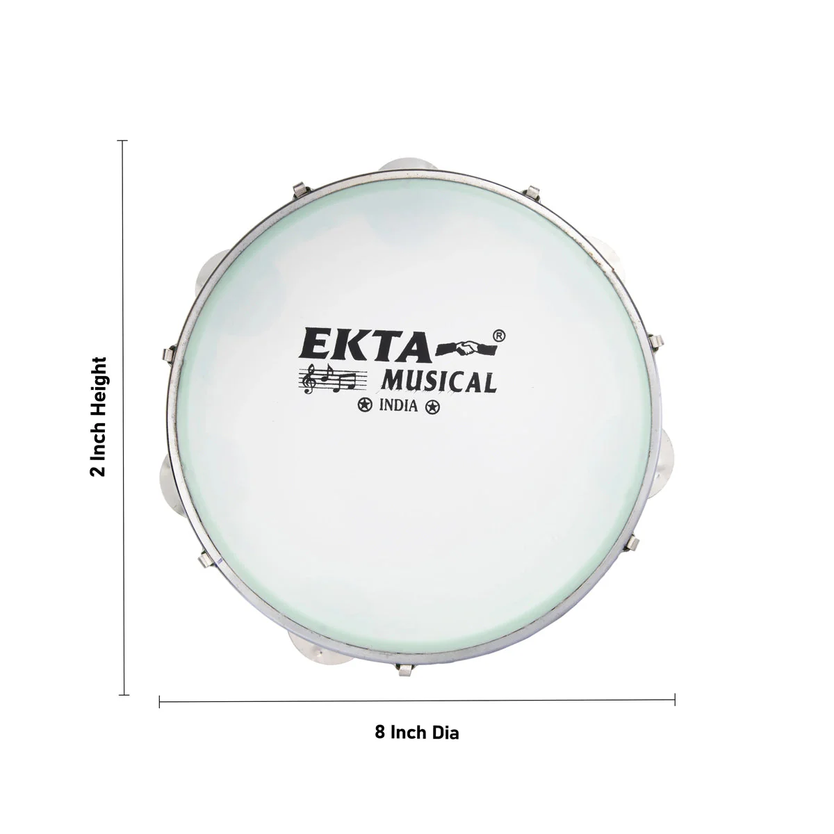 Musical Tambourine With Head - 2 x 8 Inches | Percussion Instrument/ Kanjira Instrument for Bhajan - Image 3