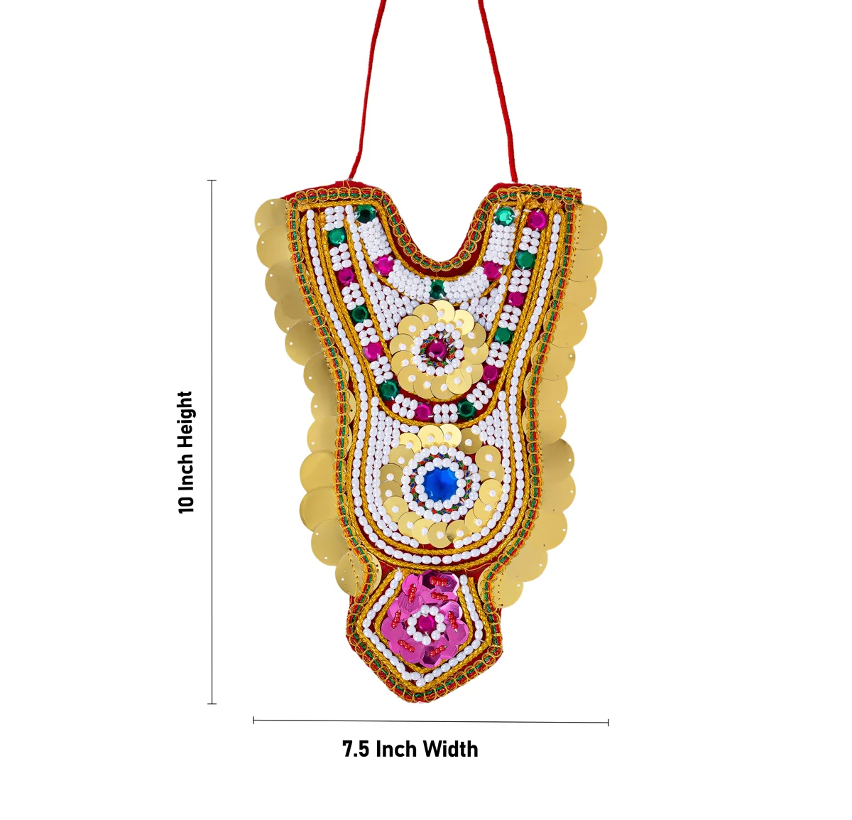 Muthangi - 10 x 7.5 Inches | Artificial Jewelry/ Pearl With Stone Design Necklace for Deity - Image 2