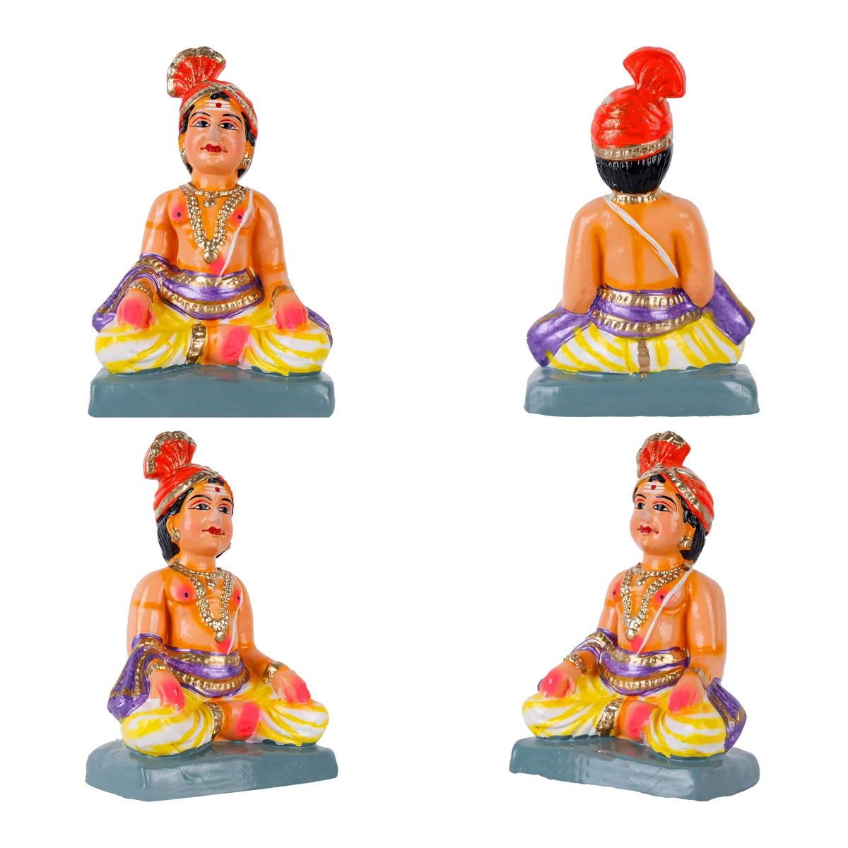 Mysore King Queen Clay Golu Bommai Pair - 8 x 5 Inches | Giri Golu Doll/ Navaratri Golu Bomma/ Bommai/ Gombe - Image 2