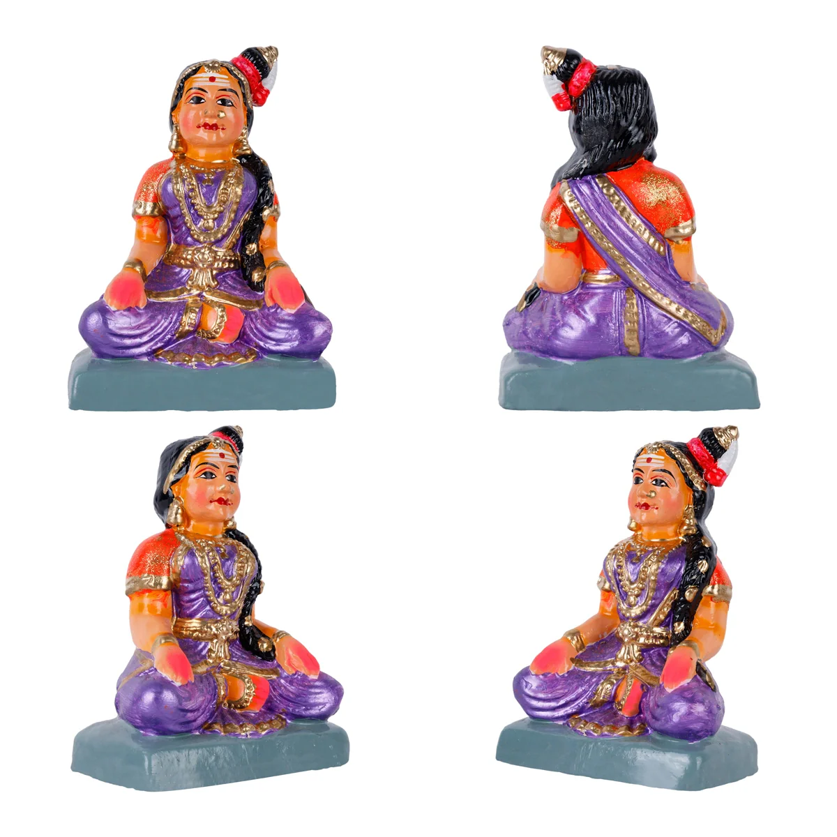 Mysore King Queen Clay Golu Bommai Pair - 8 x 5 Inches | Giri Golu Doll/ Navaratri Golu Bomma/ Bommai/ Gombe - Image 3