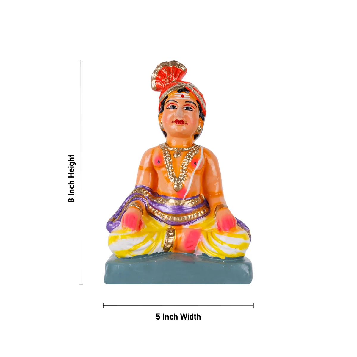 Mysore King Queen Clay Golu Bommai Pair - 8 x 5 Inches | Giri Golu Doll/ Navaratri Golu Bomma/ Bommai/ Gombe - Image 4