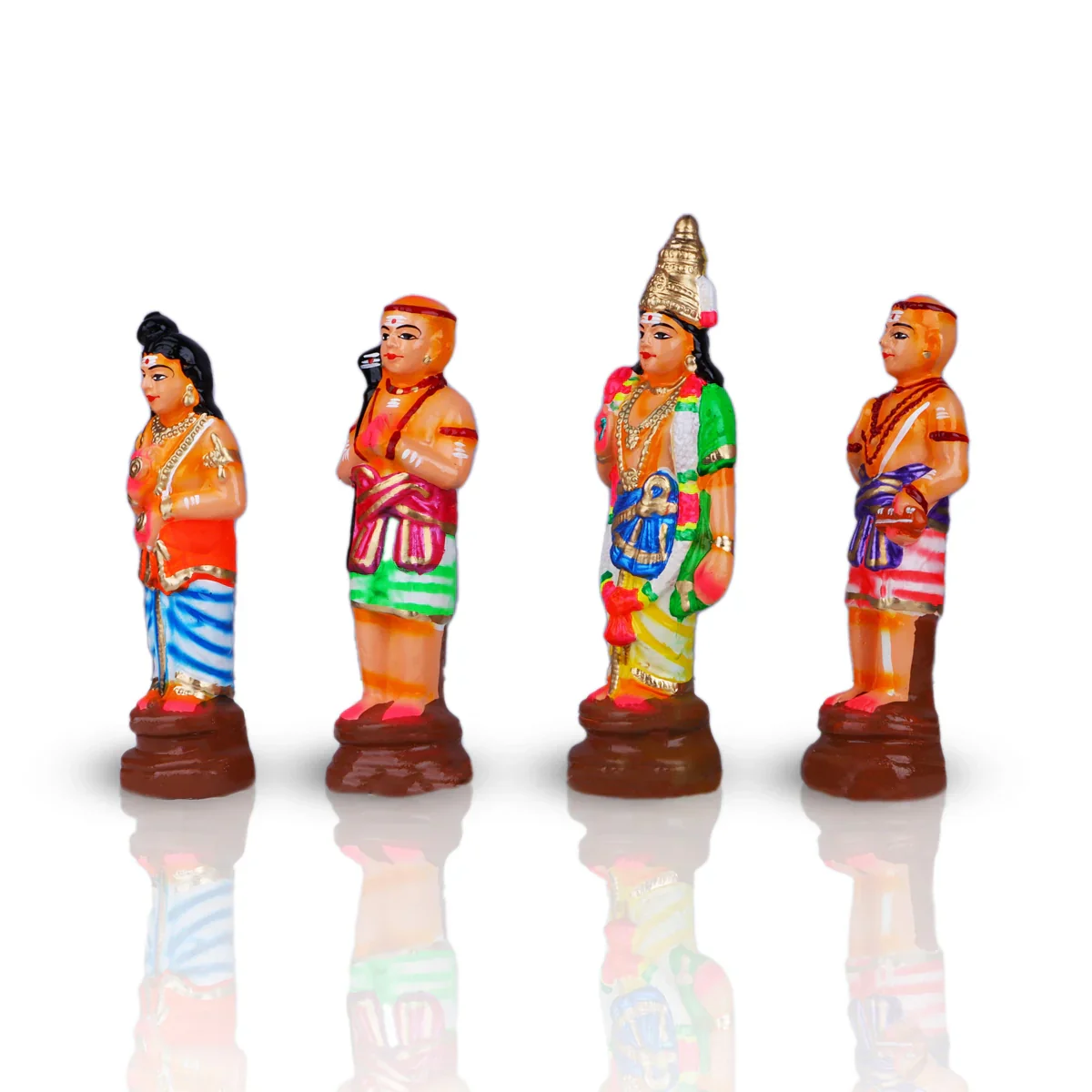 Naalvar Clay Golu Bommai Set - 10 x 3.5 Inches Inches | Giri Golu Doll/ Navaratri Golu Bomma/Gombe/Bommai - Image 2