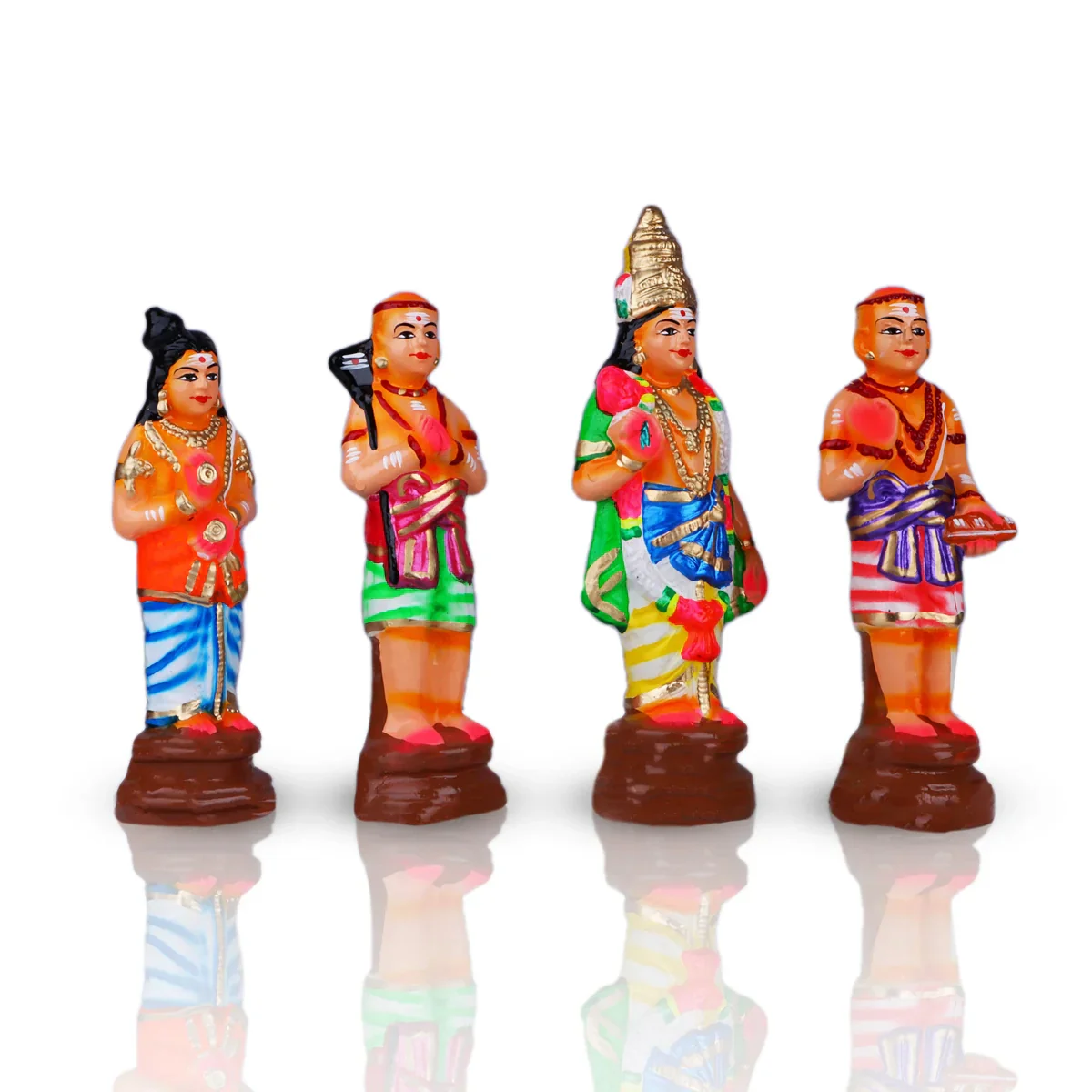Naalvar Clay Golu Bommai Set - 10 x 3.5 Inches Inches | Giri Golu Doll/ Navaratri Golu Bomma/Gombe/Bommai - Image 3