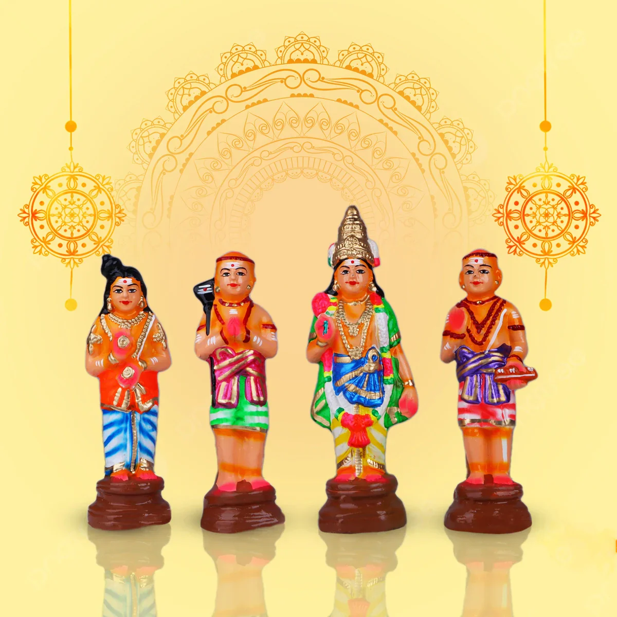 Naalvar Clay Golu Bommai Set - 10 x 3.5 Inches Inches | Giri Golu Doll/ Navaratri Golu Bomma/Gombe/Bommai - Image 6