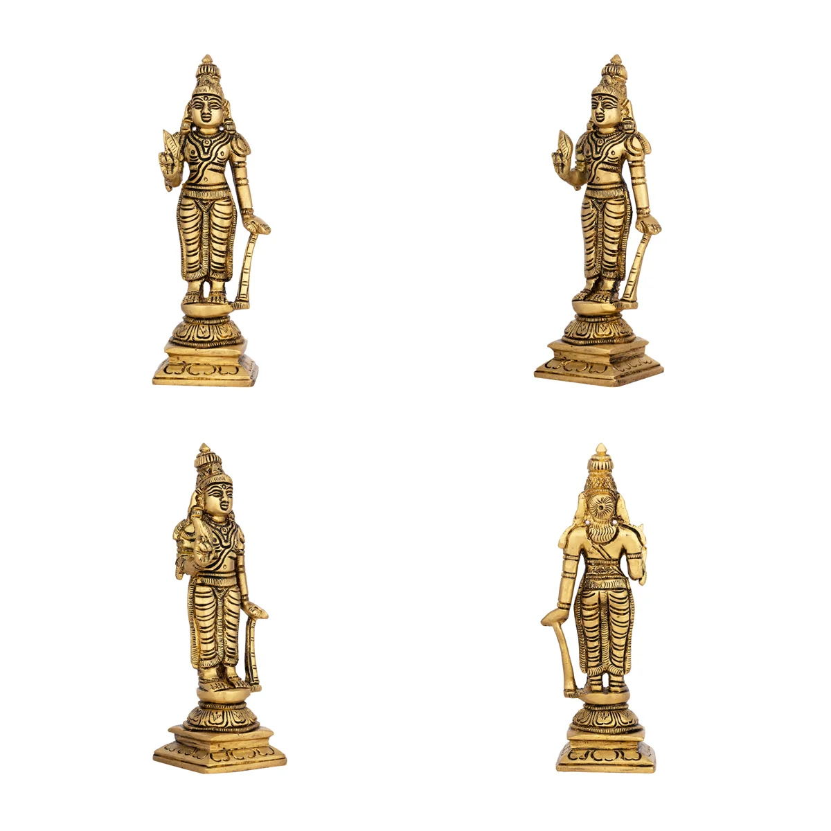 Naalvar Set - 6 x 2 Inches | Antique Brass Idol/ 4 Pcs/ Appar, Sundarar, Sambandar, Manikkavacakar for Pooja - Image 3