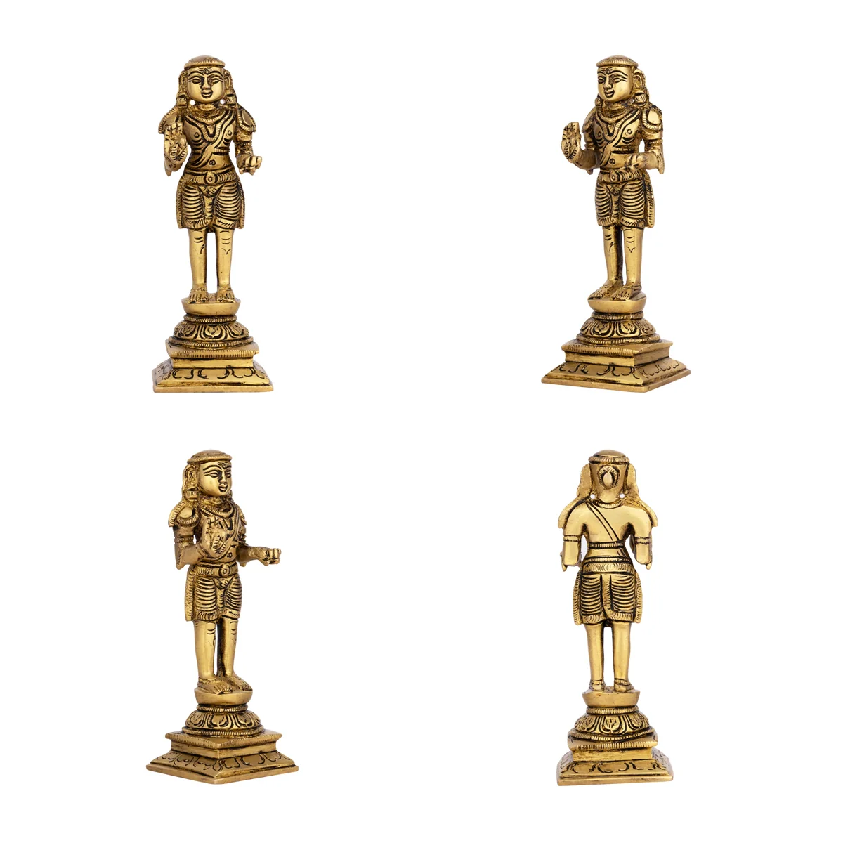 Naalvar Set - 6 x 2 Inches | Antique Brass Idol/ 4 Pcs/ Appar, Sundarar, Sambandar, Manikkavacakar for Pooja - Image 4