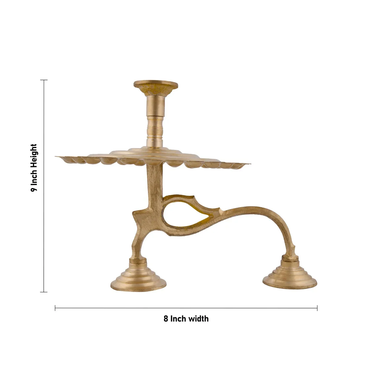 Nakshatra Deepam With Handle - 9 x 8 Inches | Brass Aarti/ Camphor Burner/ Kapoor Dhani for Pooja - Image 5