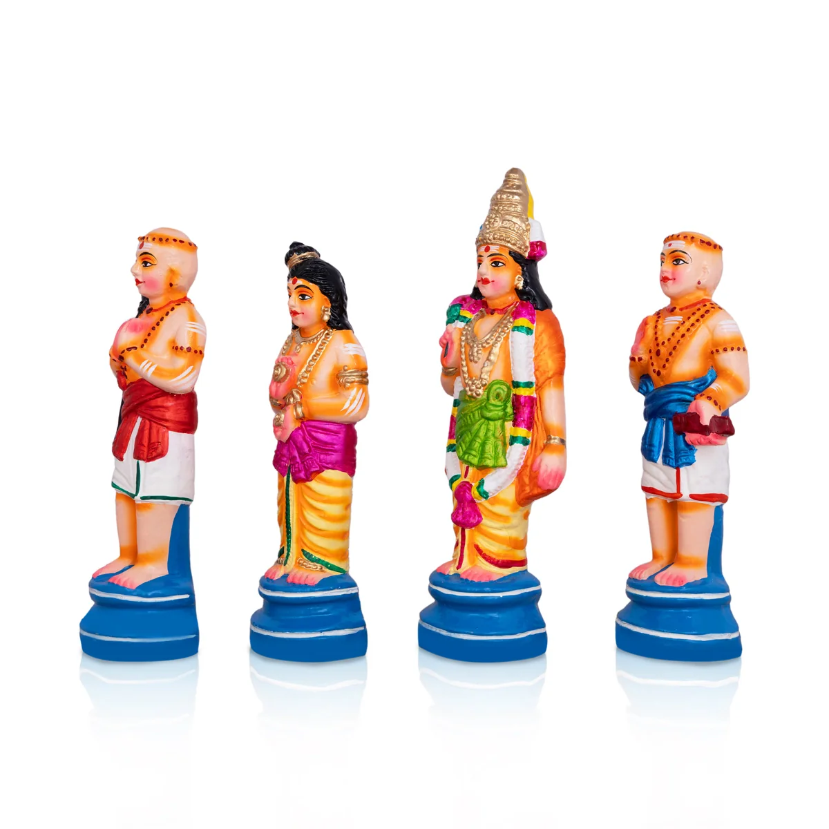 Nalvar Clay Golu Bommai Set - 10 X 3 Inches | Giri Golu Doll/ Naalvar Navaratri Gombe/ Navratri Decor - Image 2