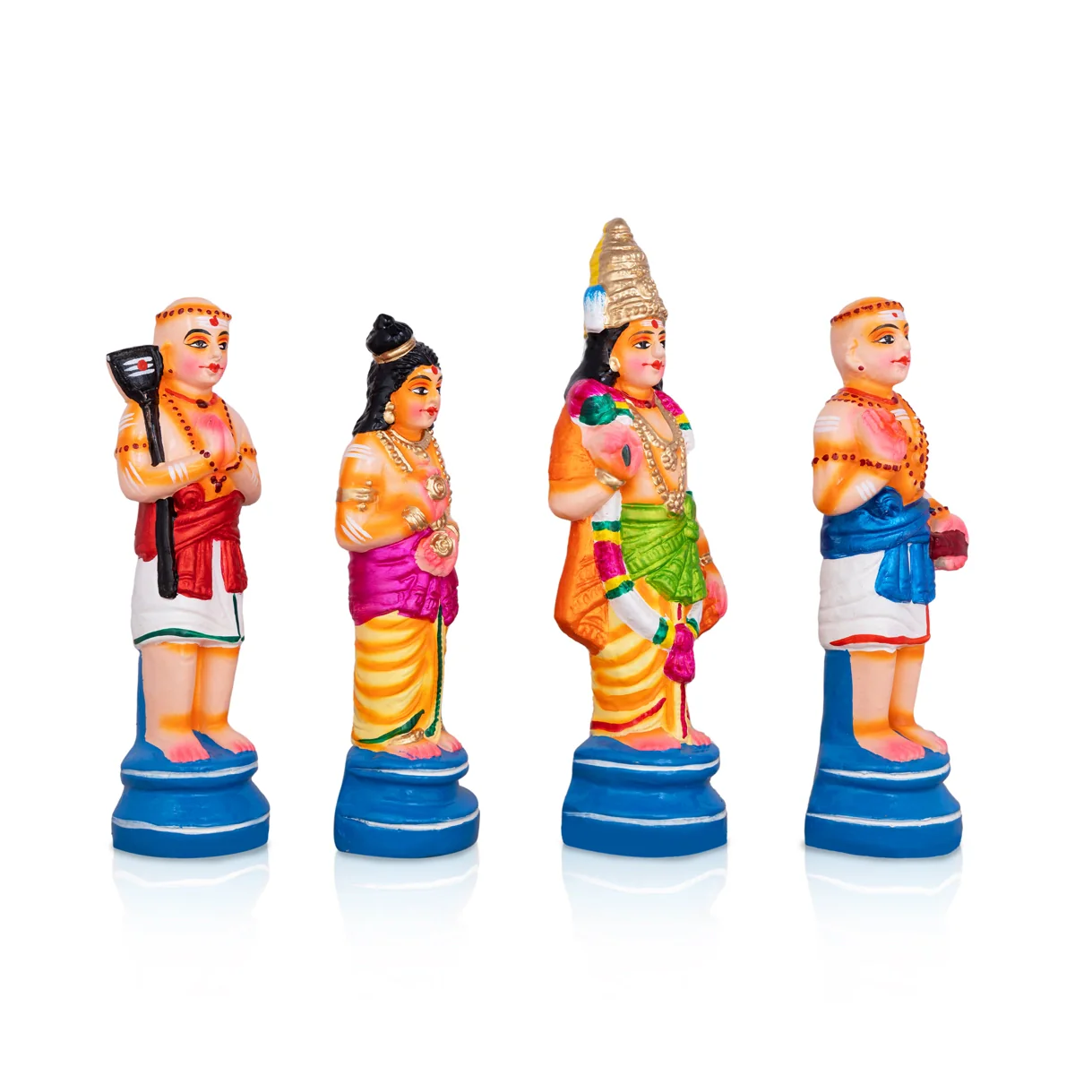 Nalvar Clay Golu Bommai Set - 10 X 3 Inches | Giri Golu Doll/ Naalvar Navaratri Gombe/ Navratri Decor - Image 3