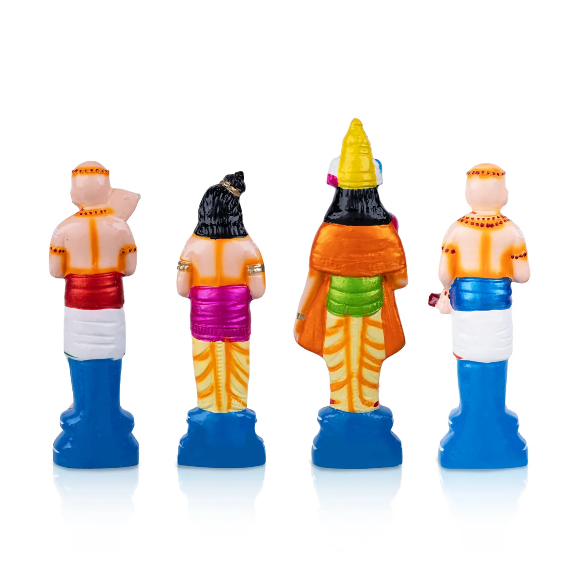 Nalvar Clay Golu Bommai Set - 10 X 3 Inches | Giri Golu Doll/ Naalvar Navaratri Gombe/ Navratri Decor - Image 4