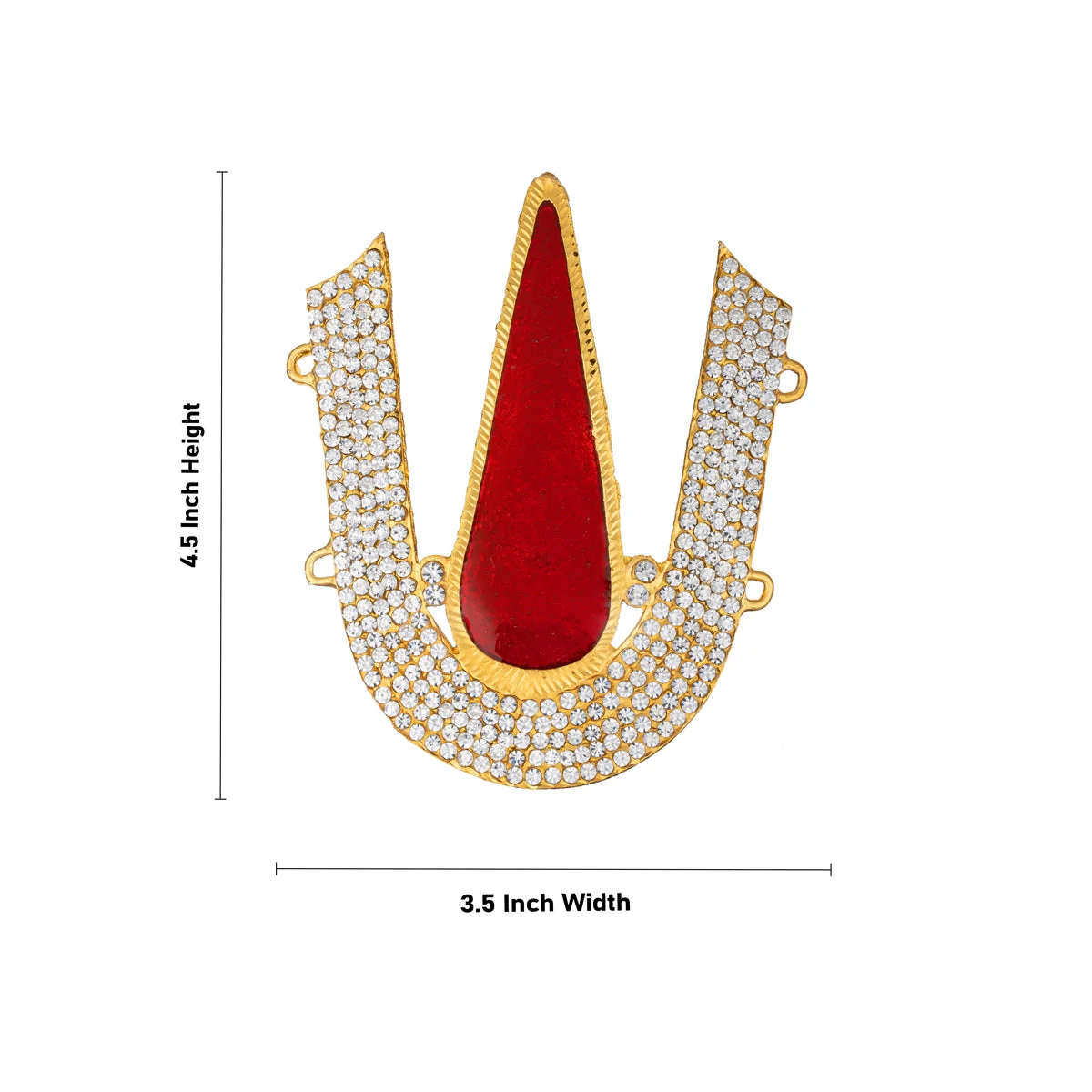 Stone Vishnu Tilak - 4.5 x 2.5 Inches | U Shape Perumal Namam/ White & Red Stone Namam for Deity - Image 2