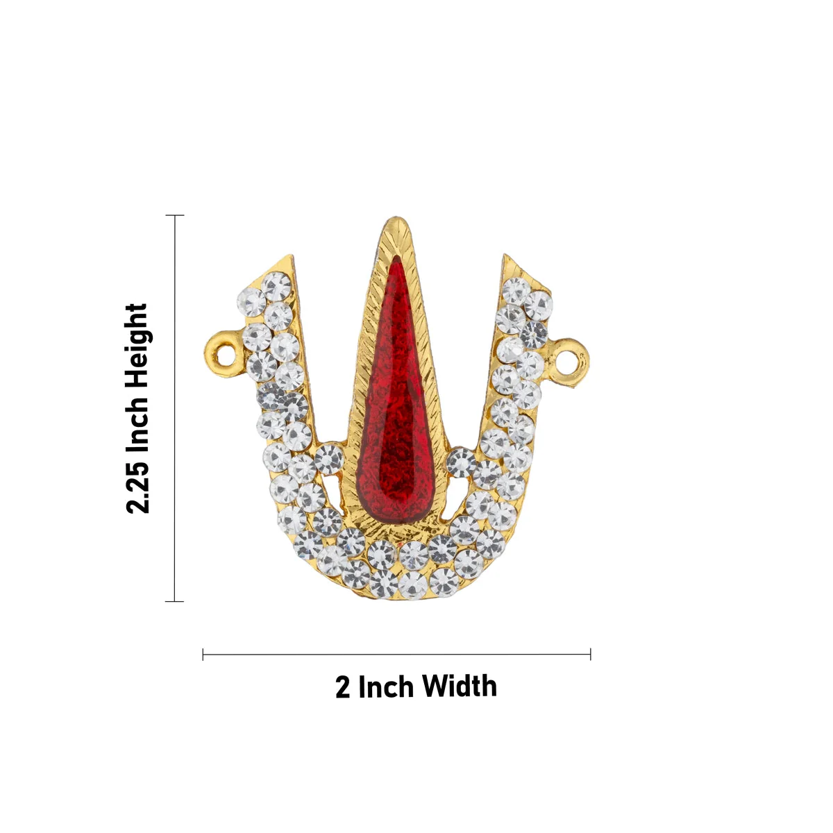 Stone Vishnu Tilak - 2.25 x 2 Inches | U Shape Perumal Namam/ White & Red Stone Namam for Deity - Image 2