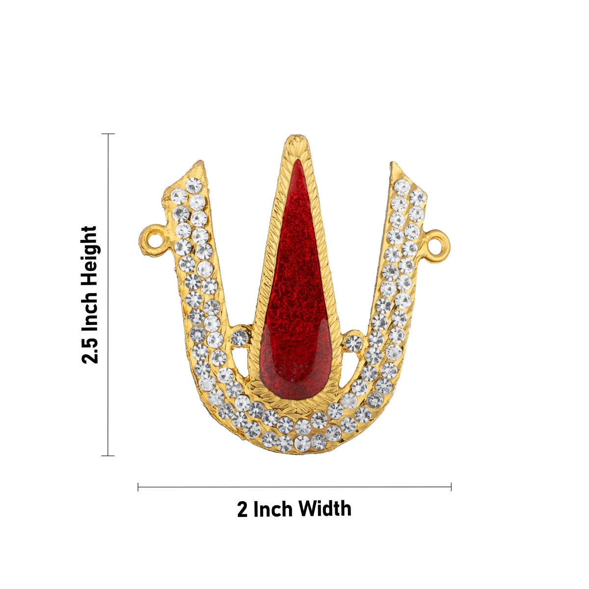 Stone Vishnu Tilak - 2.5 x 2 Inches | U Shape Perumal Namam/ White & Red Stone Namam for Deity - Image 2