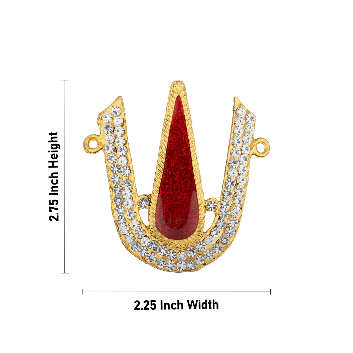 Stone Vishnu Tilak - 2.75 x 2.25 Inches | U Shape Perumal Namam/ White & Red Stone Namam for Deity - Image 2