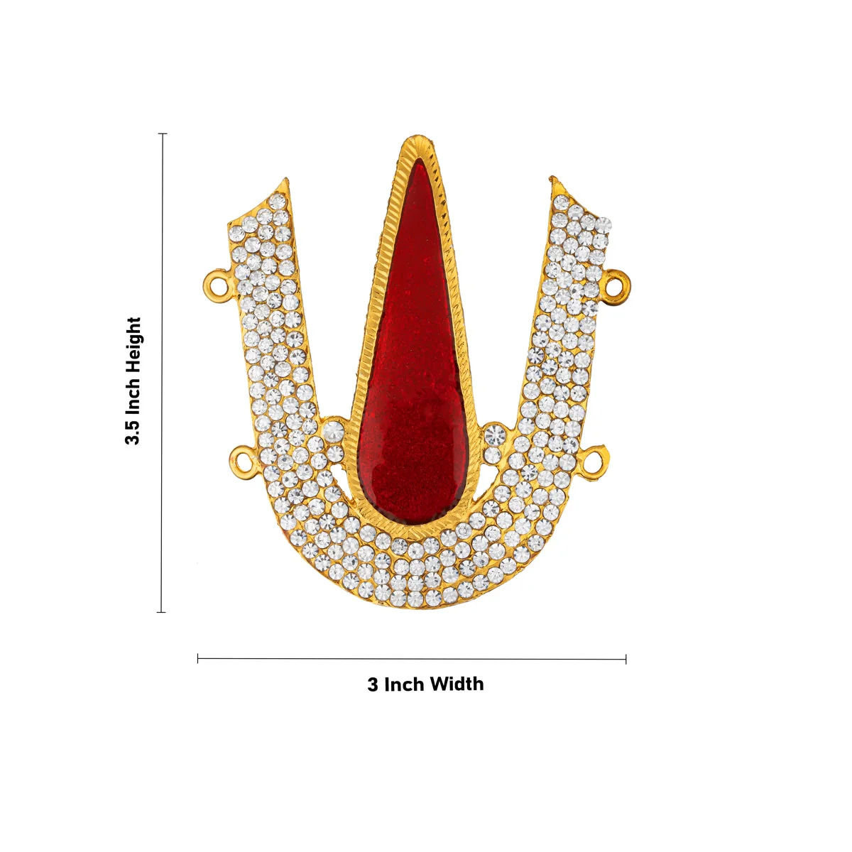 Stone Vishnu Tilak - 3.5 x 3 Inches | U Shape Perumal Namam/ White & Red Stone Namam for Deity - Image 2