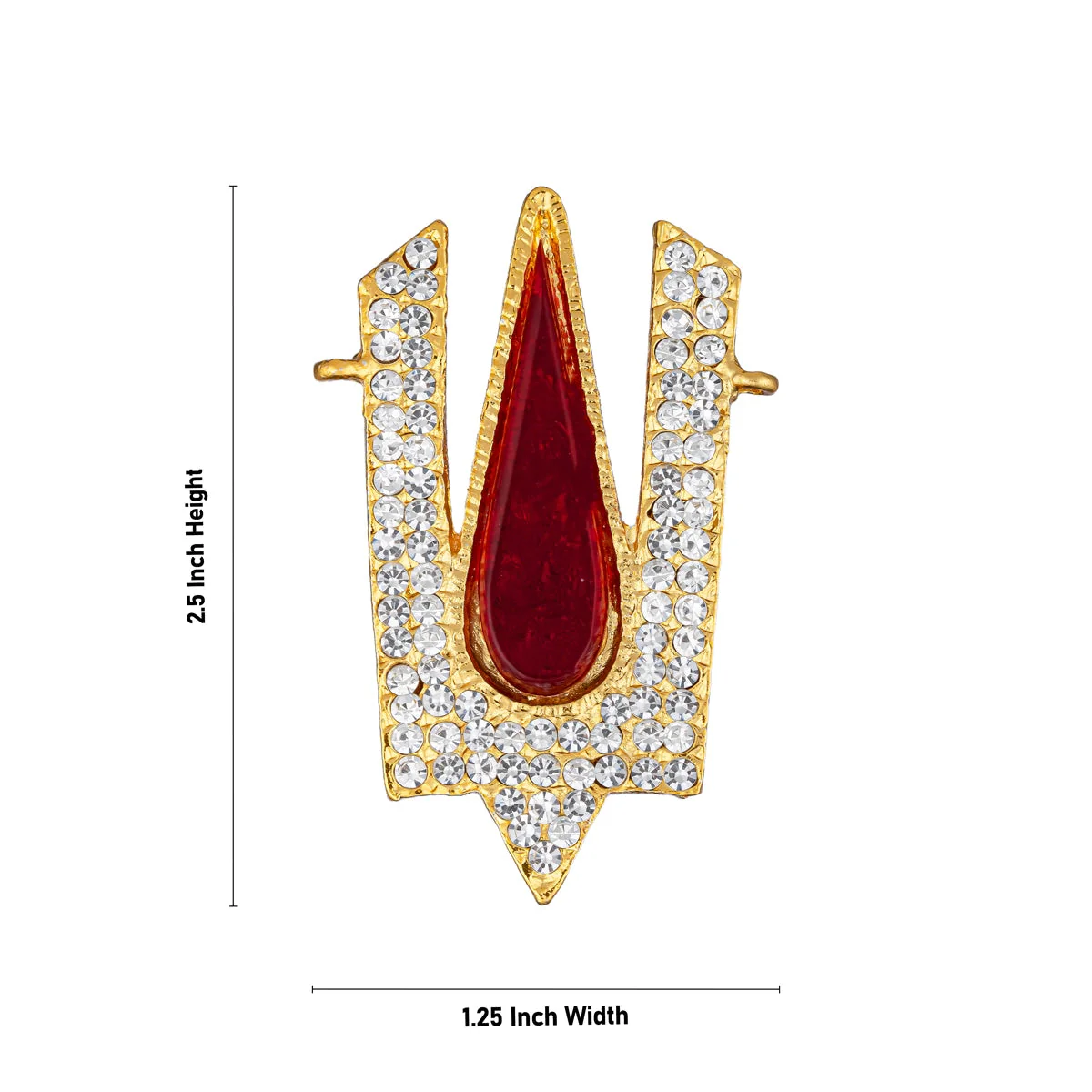 Stone Vishnu Tilak - 2.5 x 1.25 Inches | V Shape Perumal Namam/ White & Red Stone Namam for Deity - Image 2