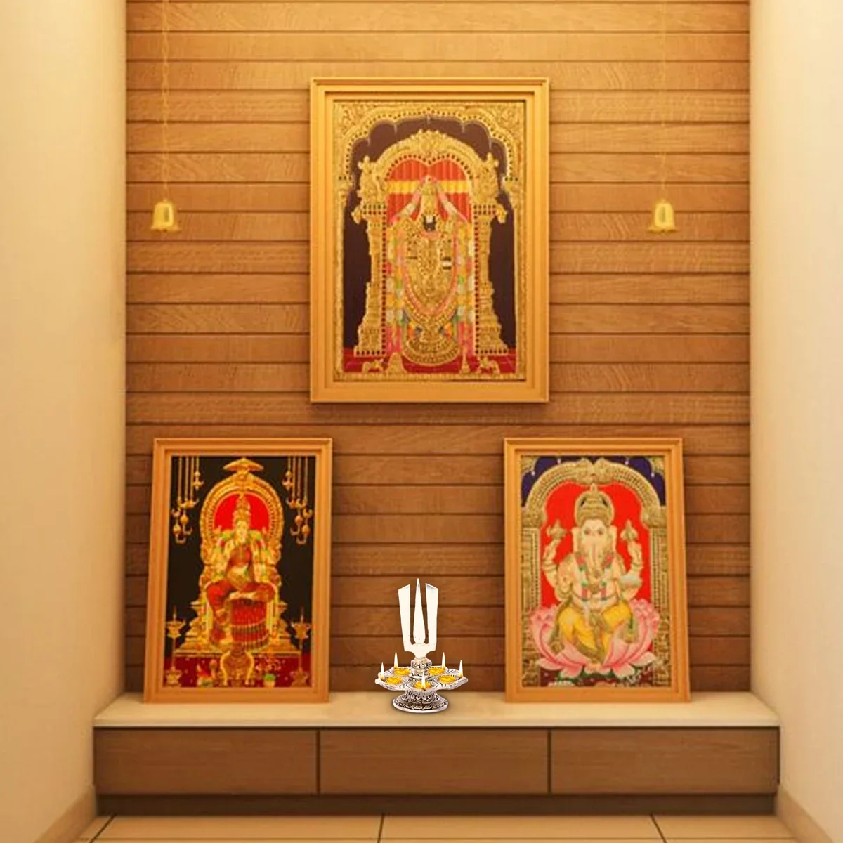 Namam with 5 Face Deepam - 6 x 4 Inches | Aluminium Vilakku/ Silver Finish Lamp for Pooja/ 150 Gms Approx - Image 4