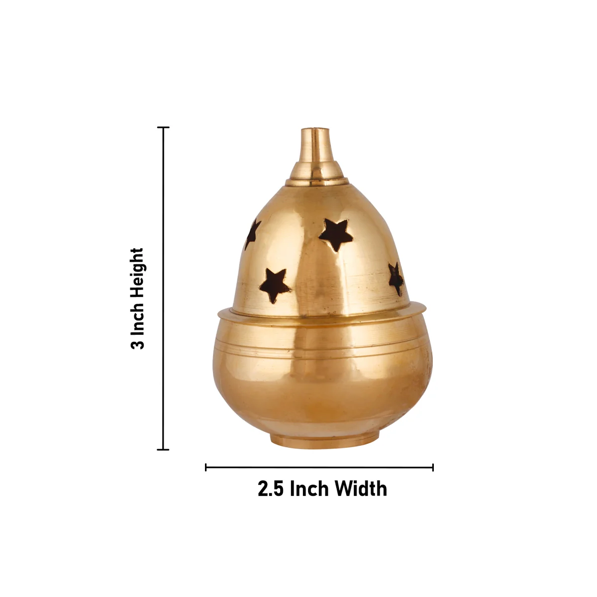 Nanda Deep - 3 x 2.5 Inches | Brass Lamp/ Apple Design Vilakku for Pooja/ 110 Gms Approx - Image 3