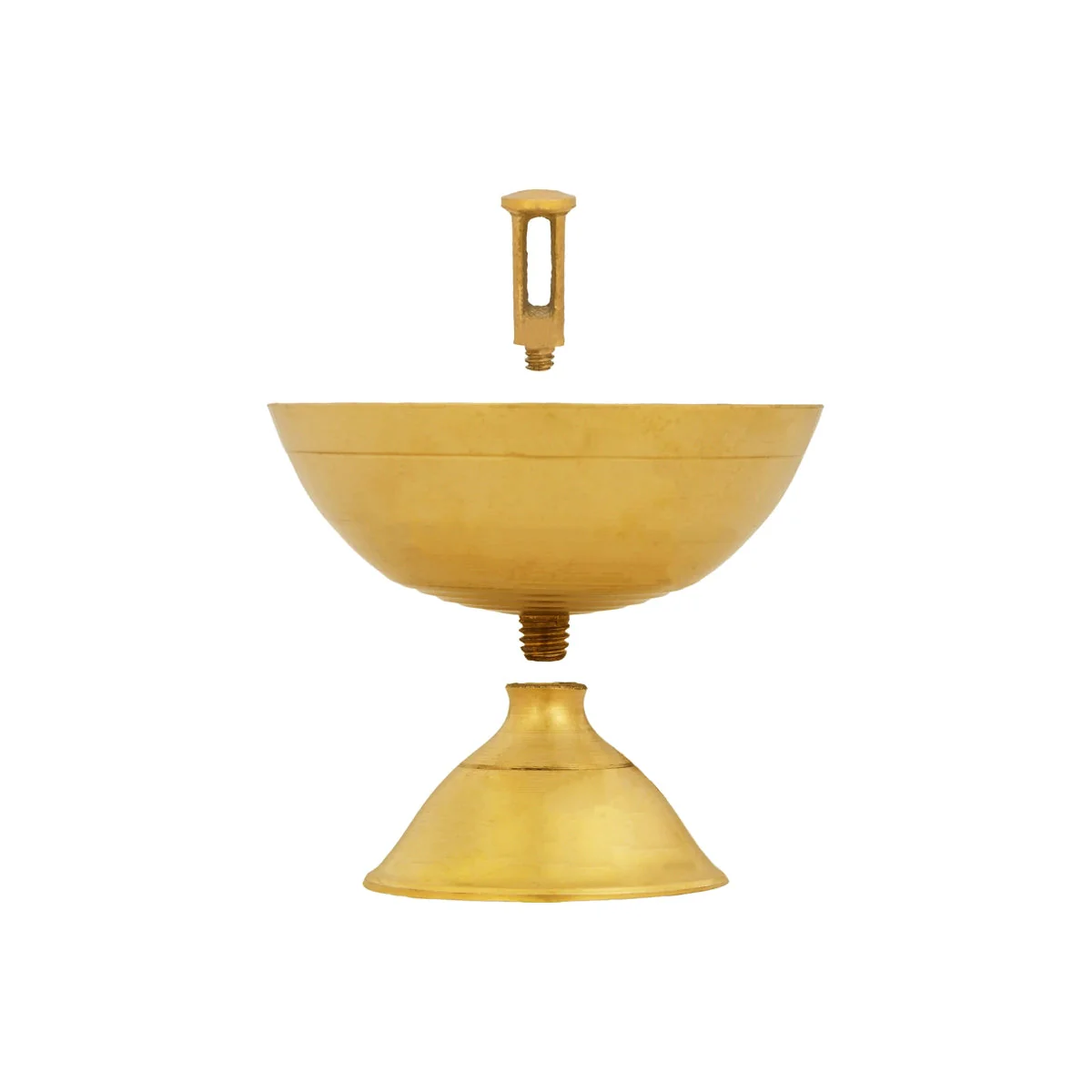 Nanda Deepam With Base - 2.5 x 3.5 Inches | Brass Lamp/ Nandha Vilakku/ Brass Pooja Diya for Home - Image 3