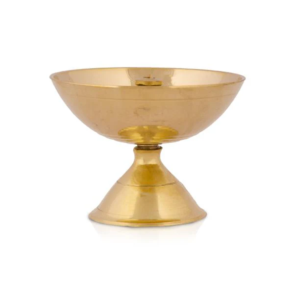 Nanda Deepam With Base - 2 x 2.75 Inches | Brass Lamp/ Nandha Vilakku/ Brass Pooja Diya for Home - Image 2
