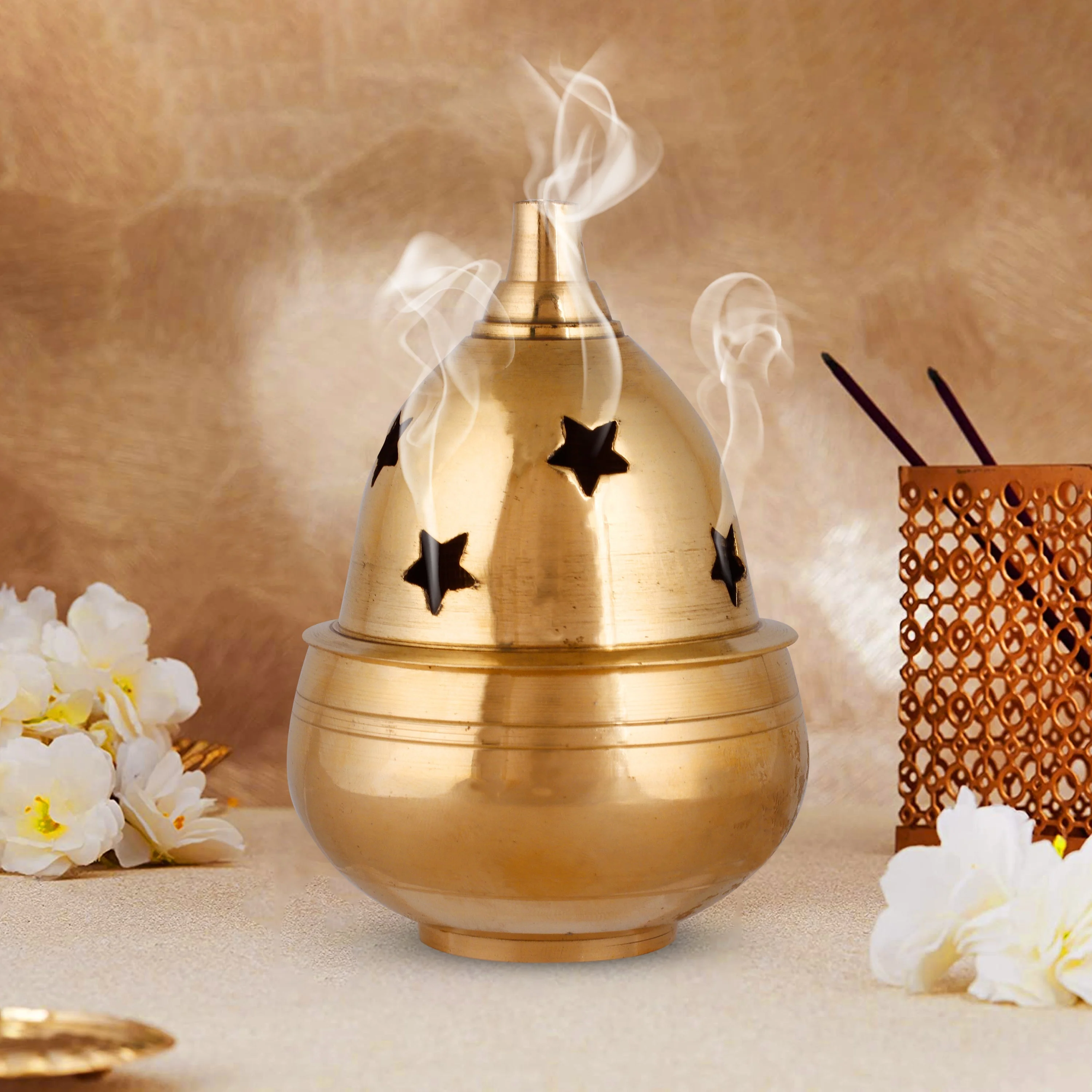 Nanda Deepam With Lid - 2.5 x 2 Inches | Brass Lamp/ Nandha Vilakku/ Brass Pooja Diya for Home - Image 5