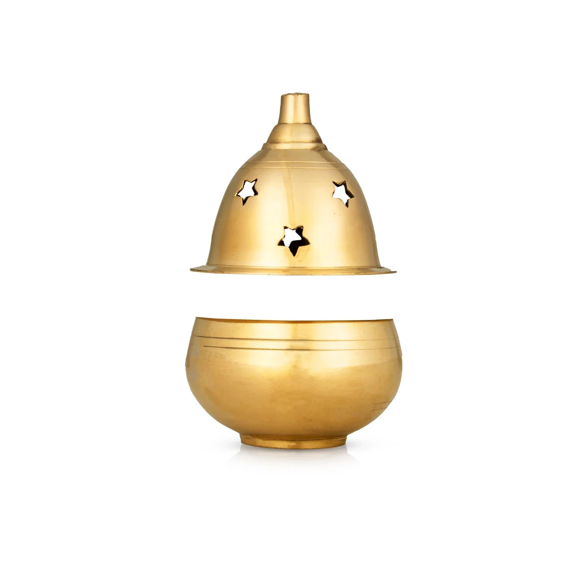 Nanda Deepam With Lid - 4.5 x 3 Inches | Brass Lamp/ Nandha Vilakku/ Brass Pooja Diya for Home - Image 3