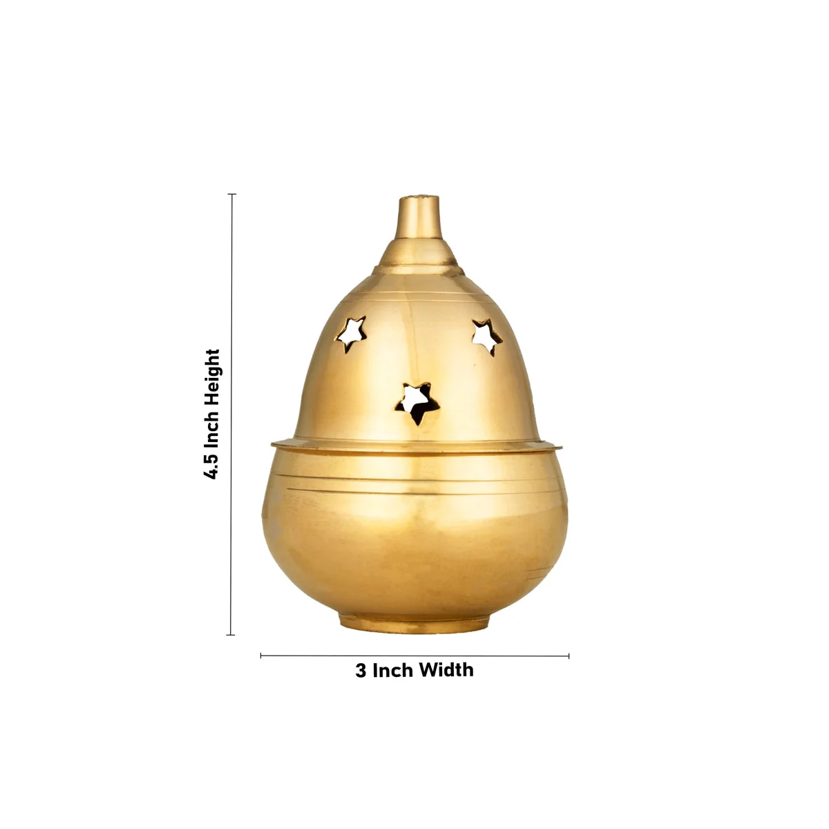 Nanda Deepam With Lid - 4.5 x 3 Inches | Brass Lamp/ Nandha Vilakku/ Brass Pooja Diya for Home - Image 4