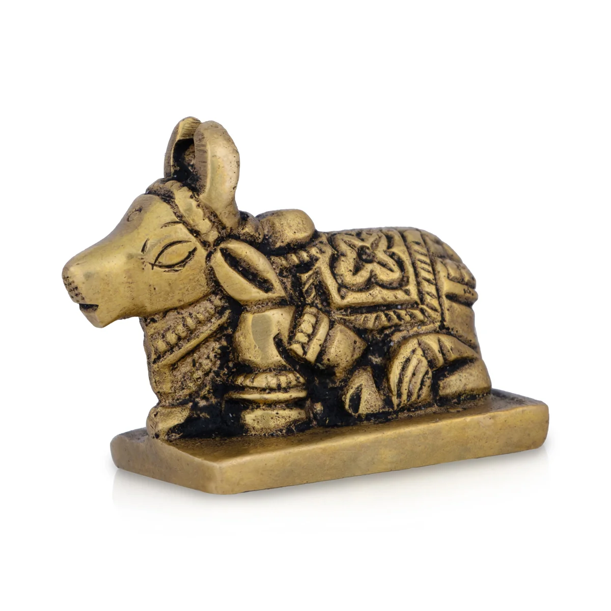Nandi Statue - 1.25 x 1 Inches | Antique Brass Idol/ Nandi Murti for Pooja/ 60 Gms Approx - Image 2
