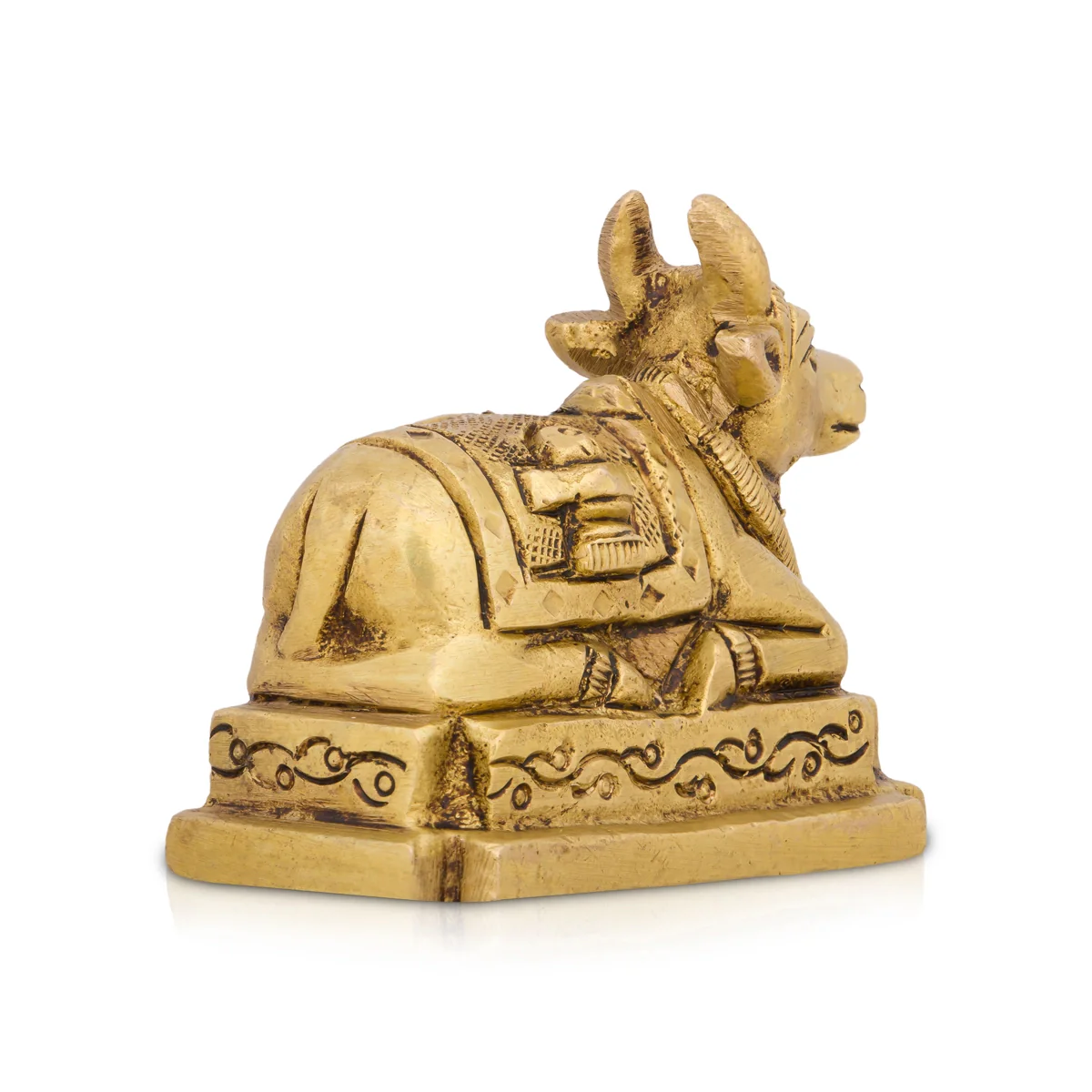 Nandi Statue - 2.5 x 2.5 Inches | Nandi Murti/ Antique Brass Statue/ Nandhi Statue for Pooja/ 300 Gms Approx - Image 4