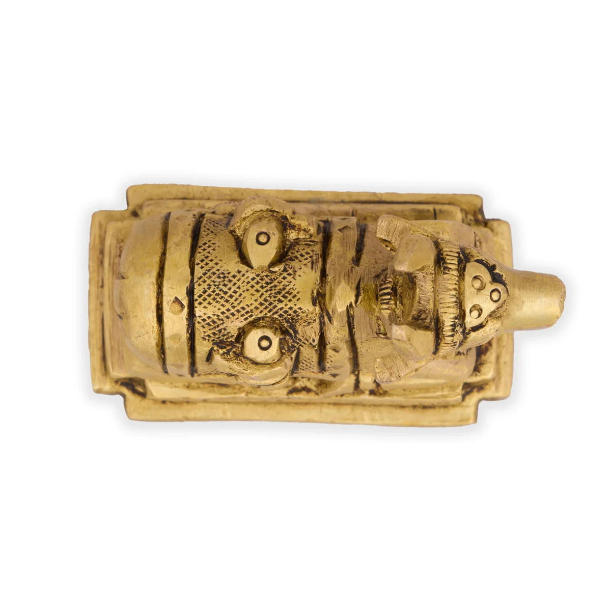 Nandi Statue - 2.5 x 2.5 Inches | Nandi Murti/ Antique Brass Statue/ Nandhi Statue for Pooja/ 300 Gms Approx - Image 5