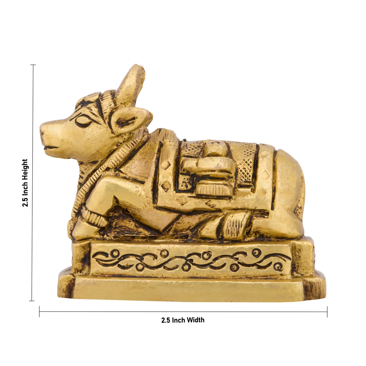 Nandi Statue - 2.5 x 2.5 Inches | Nandi Murti/ Antique Brass Statue/ Nandhi Statue for Pooja/ 300 Gms Approx - Image 6