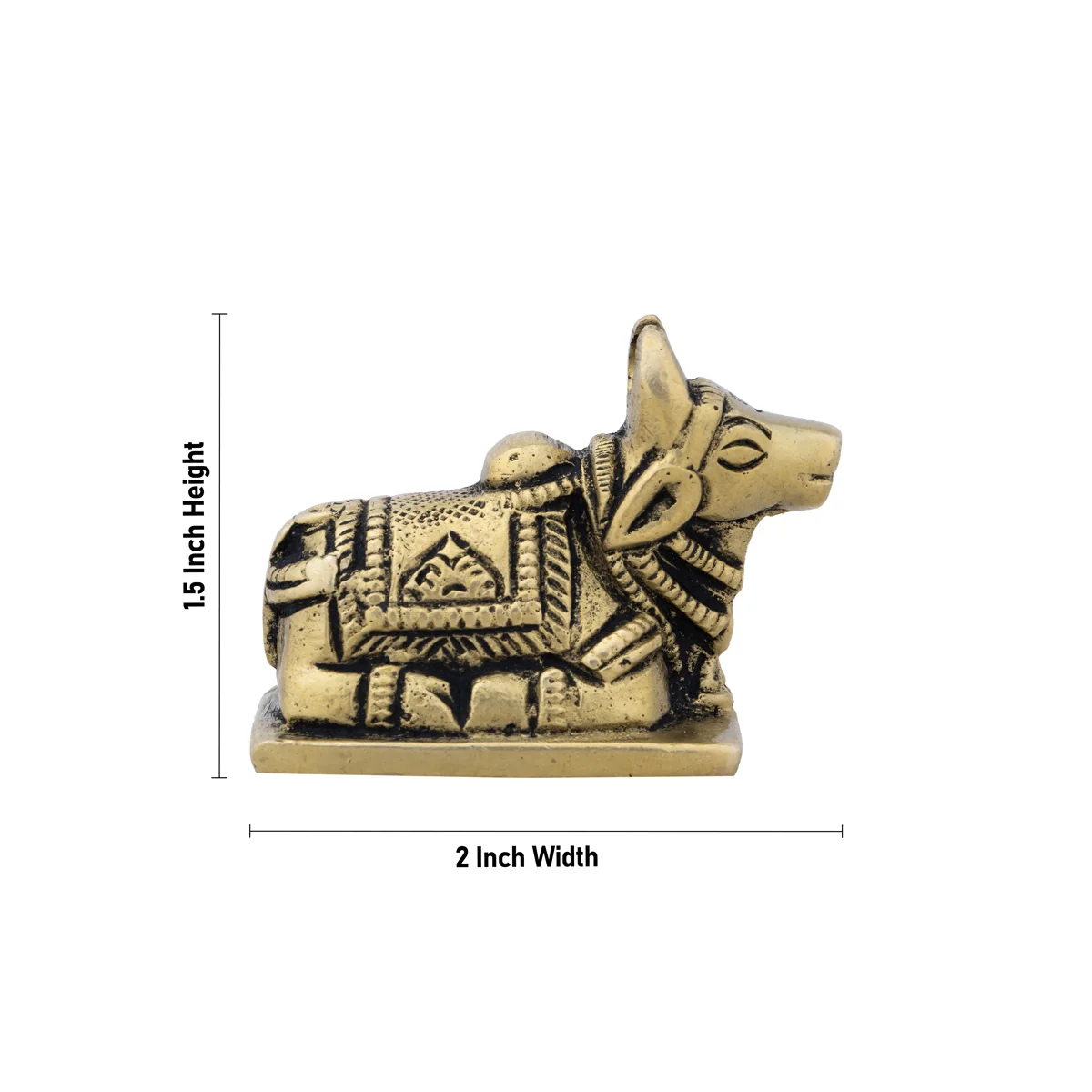 Nandi Statue With Base - 1.5 x 1.5 Inches | Antique Brass Idol/ Nandi Murti for Pooja - Image 3