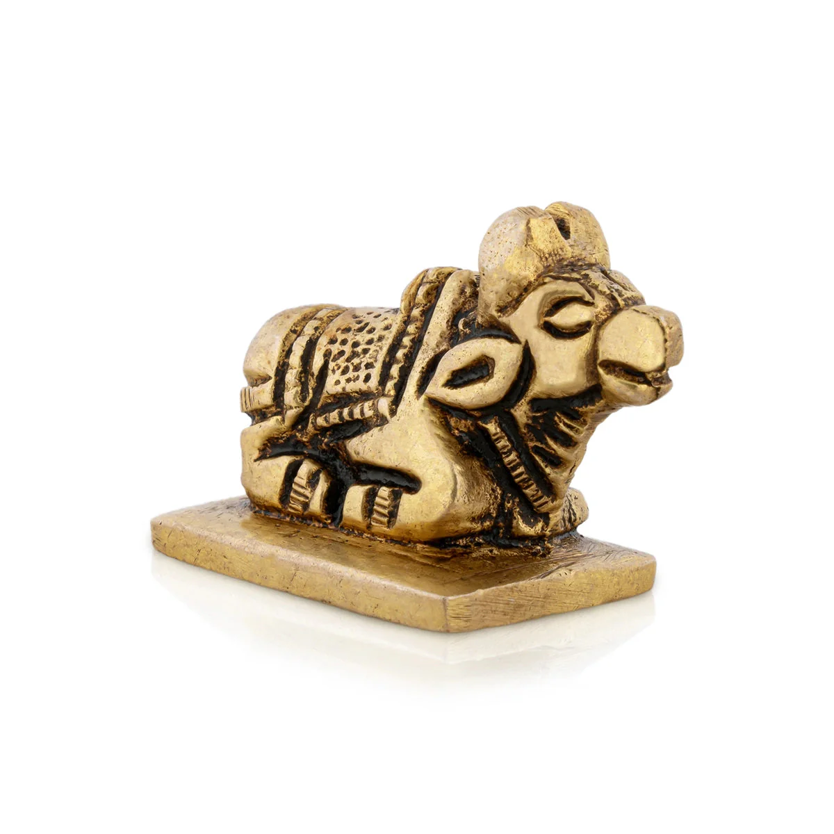 Nandi Statue With Base - 1 X 1.5 Inches | Antique Brass Idol/ Nandhi Statue/ Nandi Murti For Pooja - Image 3
