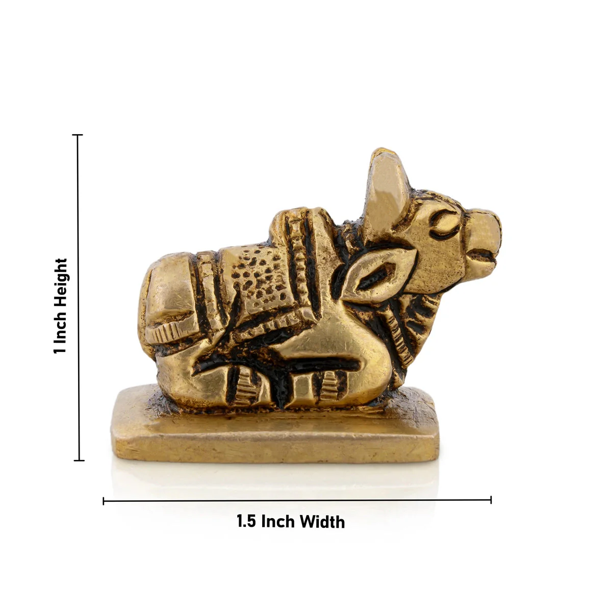 Nandi Statue With Base - 1 X 1.5 Inches | Antique Brass Idol/ Nandhi Statue/ Nandi Murti For Pooja - Image 4