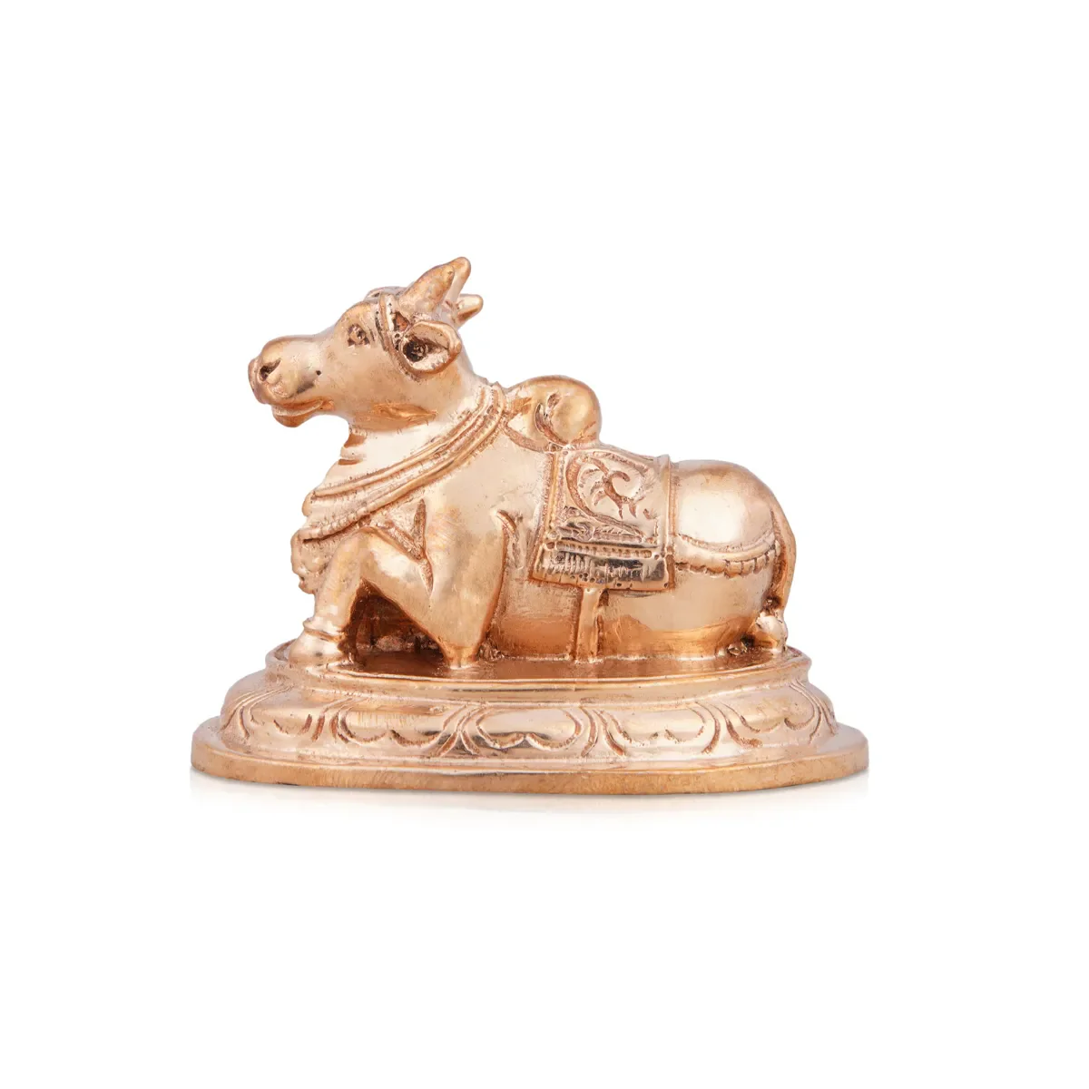Nandi Statue With Base - 2 X 3 Inches | Panchaloha Statue/ Nandhi Statue/ Nandi Murti For Pooja - Image 3